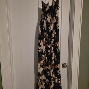 Floral Maxi Dress in Black and White